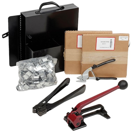 Pac Strapping Steel Strapping Kit With Two 1/2 x 200' Coils, Tensioner, Sealer, Cutter & Case SK48